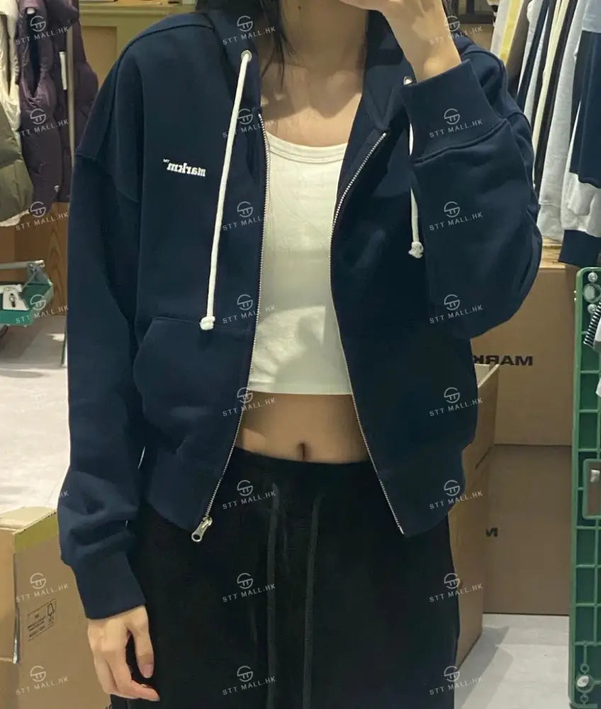 韓國 Markm SMALL LOGO CROP HOOD ZIP UP【MA065】 - STT Mall HK 靚太網購