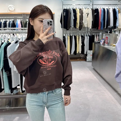 韓國 Markm (W) FLOWER GRAPHIC SWEATSHIRT【MA073】 Brown / XS 一般商品