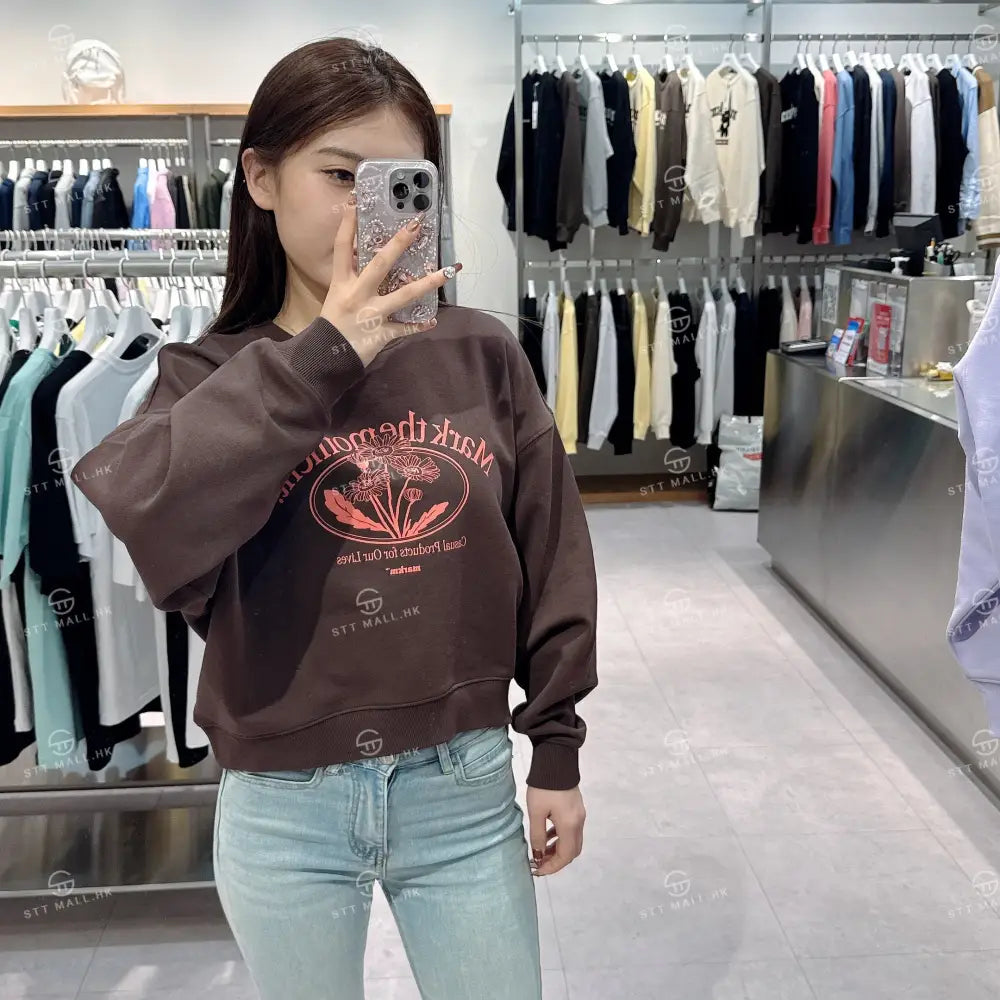 韓國 Markm (W) FLOWER GRAPHIC SWEATSHIRT【MA073】 Brown / XS 一般商品