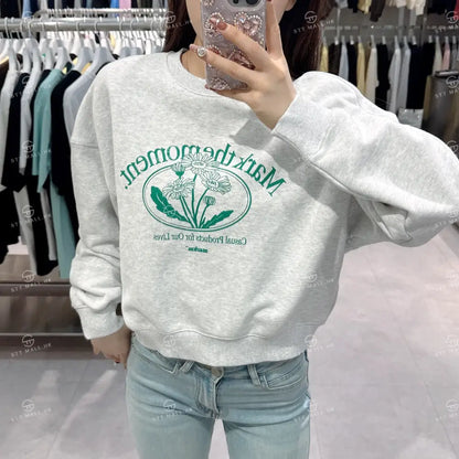 韓國 Markm (W) FLOWER GRAPHIC SWEATSHIRT【MA073】 Light Grey / XS 一般商品
