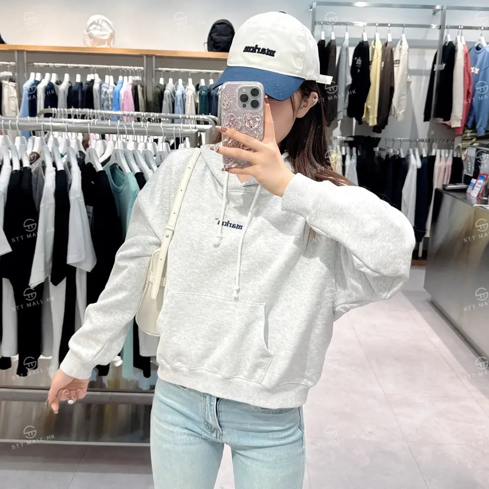 韓國 Markm (W) SMALL LOGO LOOSE-FIT HOODIE【MA096】 Light Grey / S 一般商品