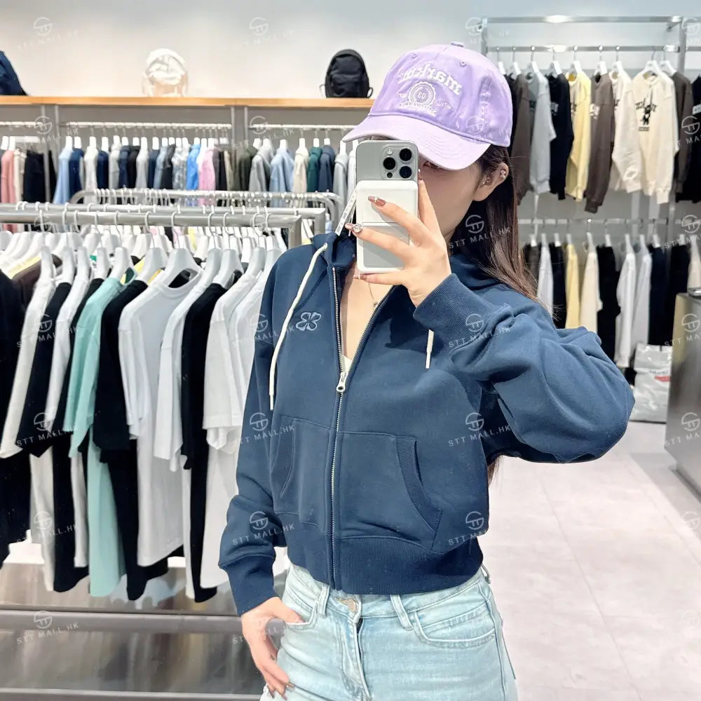 韓國 Markm (W) SYMBOL LOGO CROP HOODIE ZIP-UP【MA071】 Navy / S 一般商品