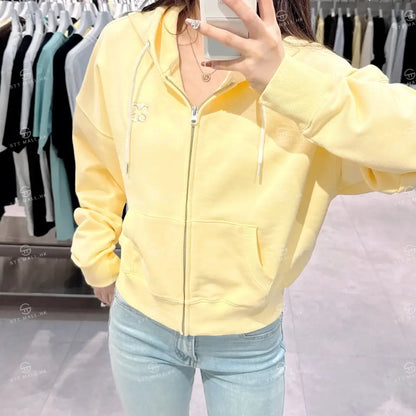 韓國 Markm (W) SYMBOL LOGO CROP HOODIE ZIP-UP【MA071】 Yellow / S 一般商品