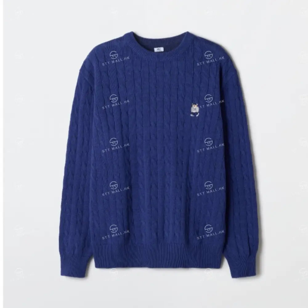 韓國 SPAO Woody Cable Round Neck Sweater【SP299】 Blue / S 一般商品