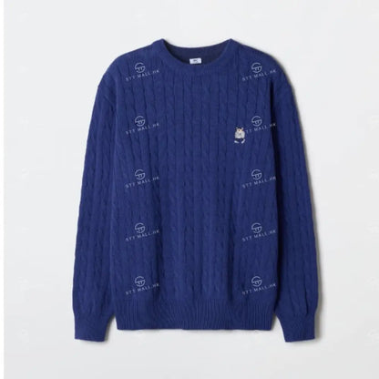 韓國 SPAO Woody Cable Round Neck Sweater【SP299】 Blue / S 一般商品
