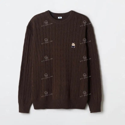 韓國 SPAO Woody Cable Round Neck Sweater【SP299】 Brown / S 一般商品