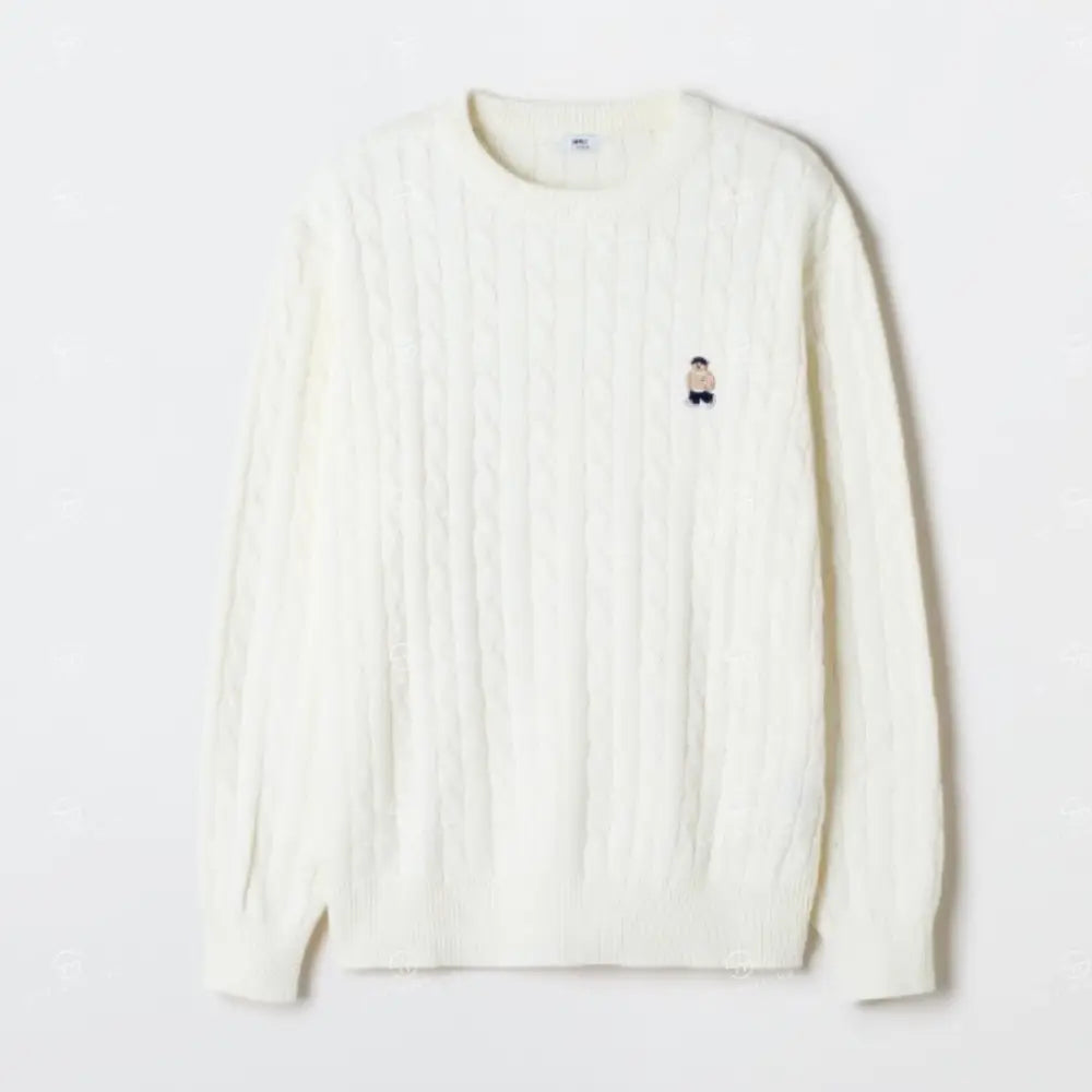 韓國 SPAO Woody Cable Round Neck Sweater【SP299】 Ivory / S 一般商品