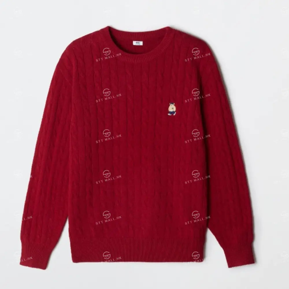 韓國 SPAO Woody Cable Round Neck Sweater【SP299】 Red / S 一般商品