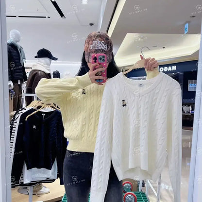 韓國 SPAO Woody Cable V-Neck Sweater【SP309】 Ivory / S 一般商品