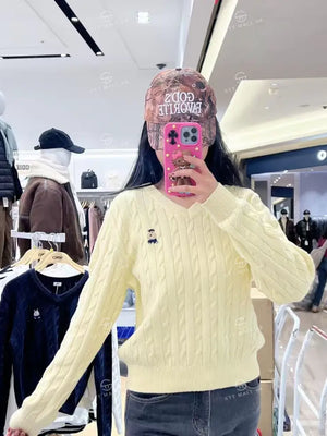 韓國 SPAO Woody Cable V-Neck Sweater【SP309】