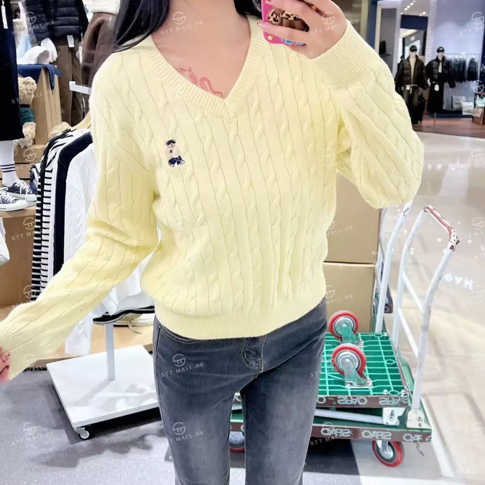 韓國 SPAO Woody Cable V-Neck Sweater【SP309】 一般商品