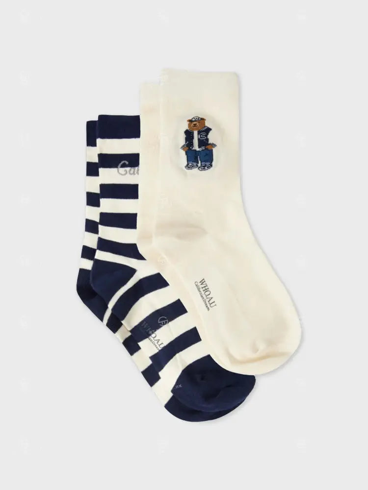韓國 WhoAU [2PACK] Steve Jacquared Socks【WA215】 Ivory 一般商品