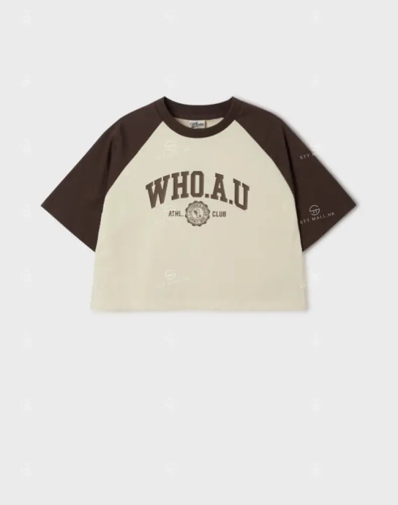 韓國 WhoAU ATHL Crop T-shirt【WA139】 Cream 一般商品