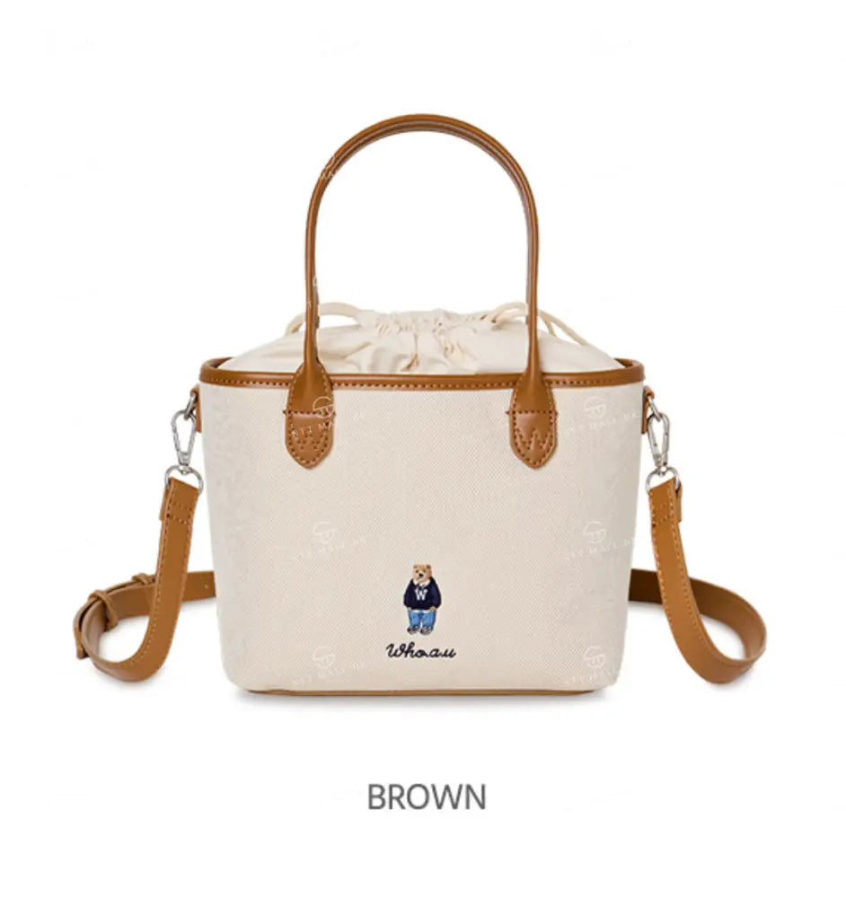 韓國 WhoAU Steve Canvas Tote Bag【WA274】 Brown 一般商品