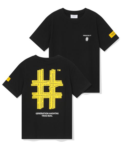 韓國 Beentrill Women's Yellow Taping Hashtag T-Shirt【BL052】