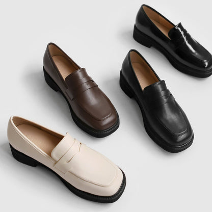 韓國 Sappun Frize Square Penny Loafers (3.5cm)【AU053】