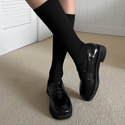 韓國 Sappun Frize Square Penny Loafers (3.5cm)【AU053】