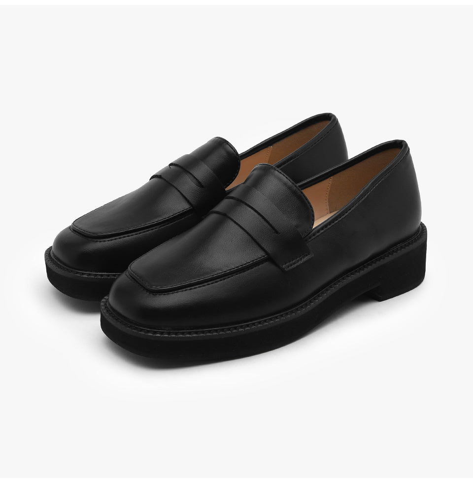 韓國 Sappun Frize Square Penny Loafers (3.5cm)【AU053】