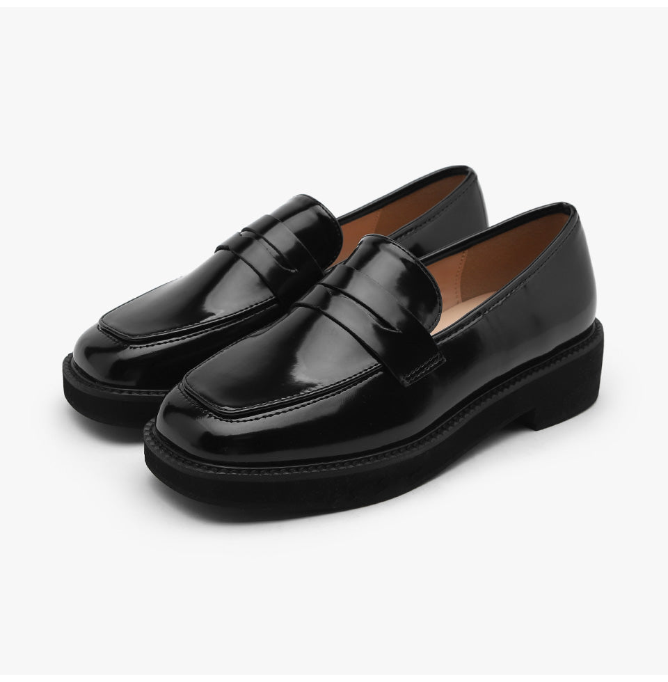 韓國 Sappun Frize Square Penny Loafers (3.5cm)【AU053】