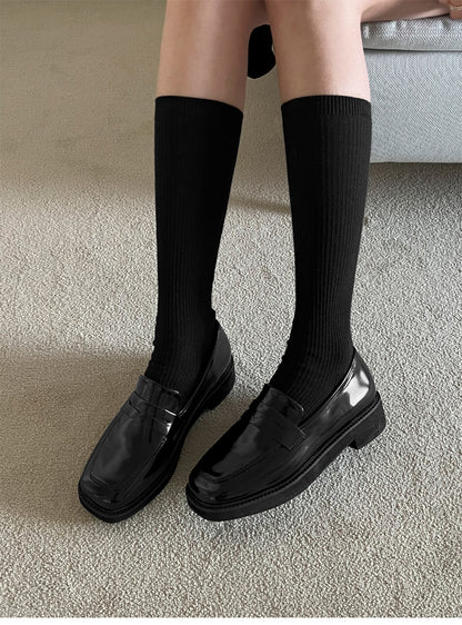 韓國 Sappun Frize Square Penny Loafers (3.5cm)【AU053】