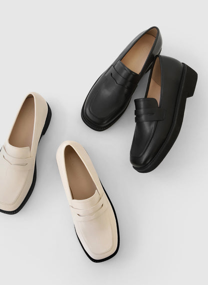 韓國 Sappun Frize Square Penny Loafers (3.5cm)【AU053】