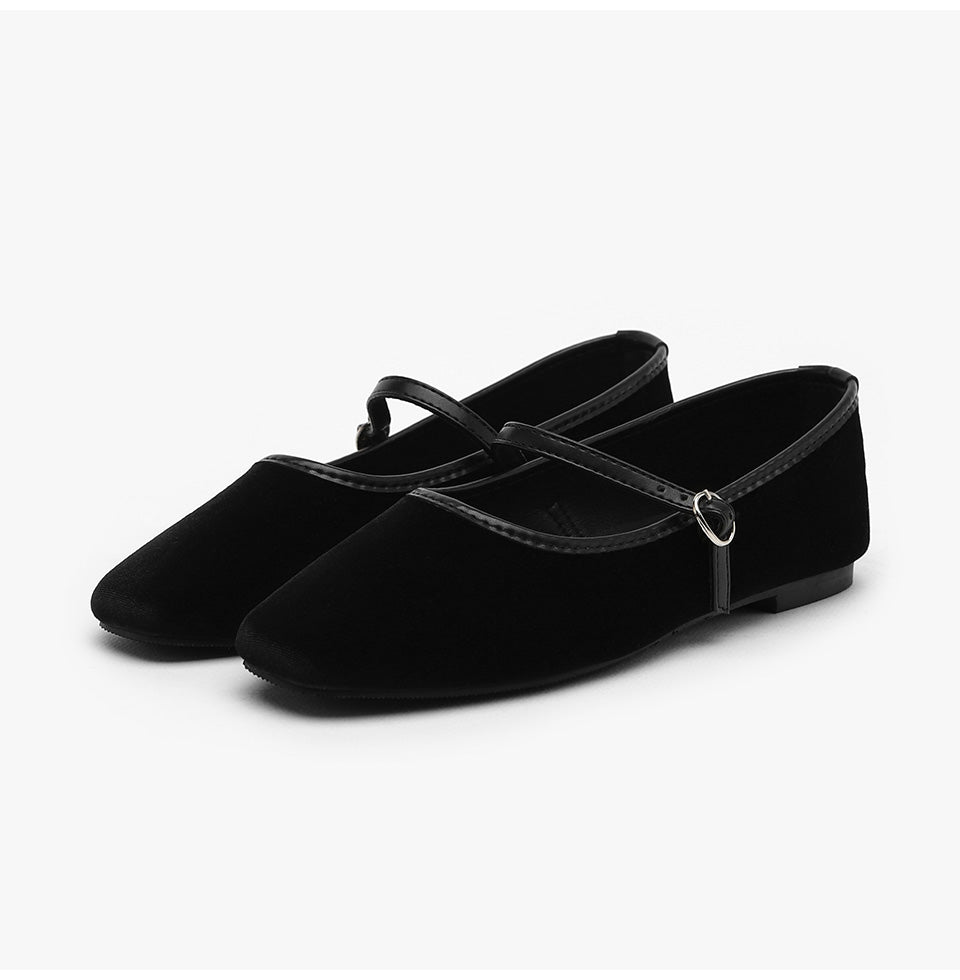 韓國 Sappun Kayla Velvet Mary Jane Flats (1cm)【AU022】