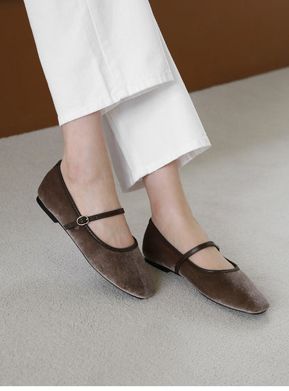 韓國 Sappun Kayla Velvet Mary Jane Flats (1cm)【AU022】