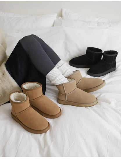 韓國 Sappun Jenli Natural Leather Fur-lined Shearling Boots (3cm) 短款【AU044】