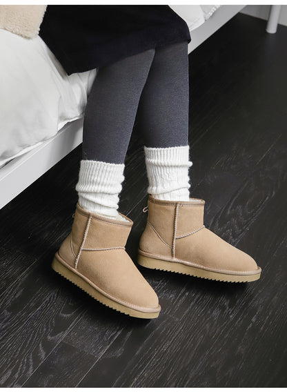 韓國 Sappun Jenli Natural Leather Fur-lined Shearling Boots (3cm) 短款【AU044】