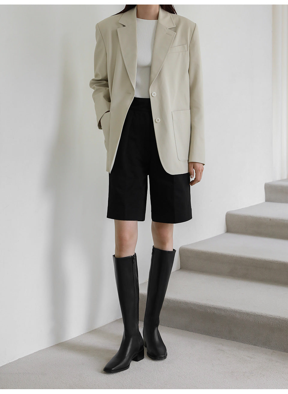 韓國 Sappun Bria Square Long Boots (4.5cm)【AU003】