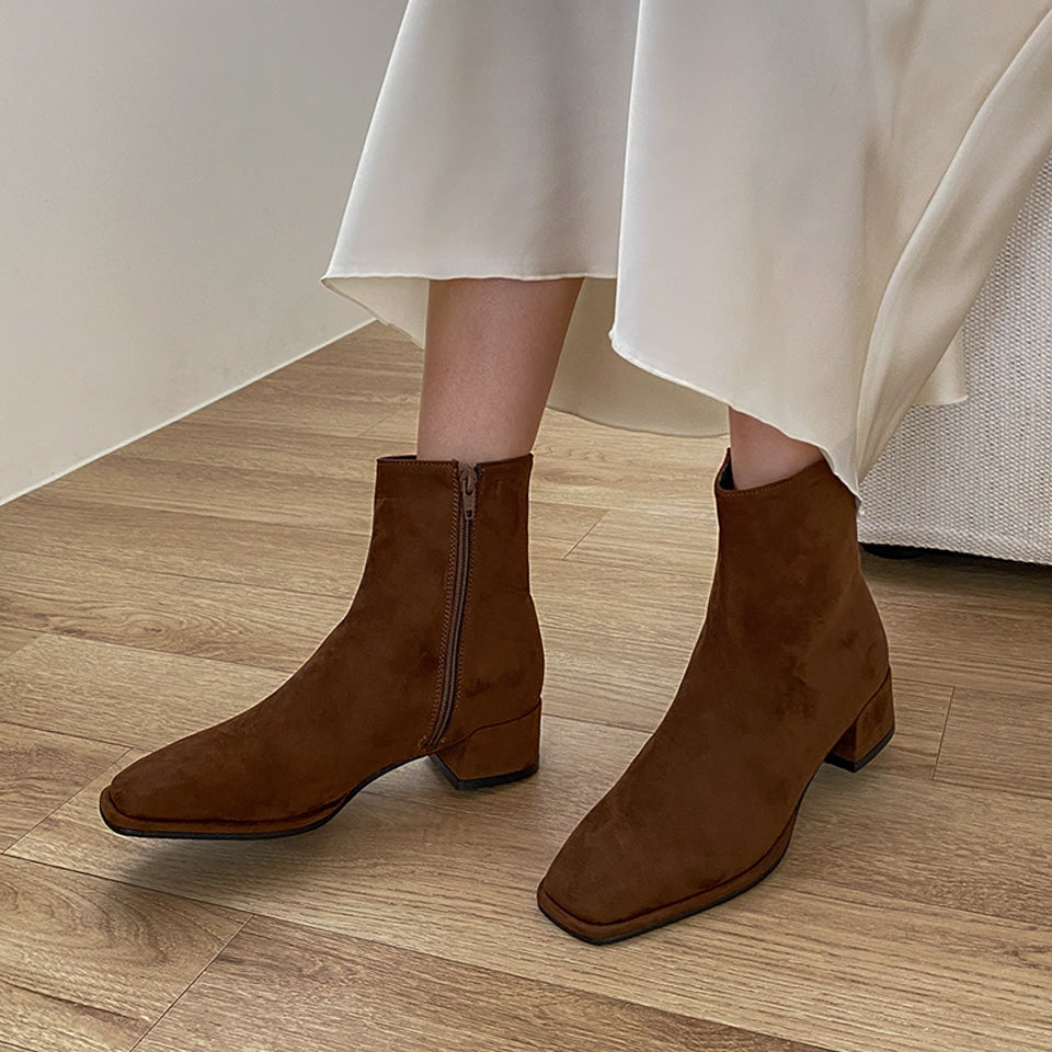 韓國 Sappun Mayty Square Ankle Boots (4cm)【AU048】