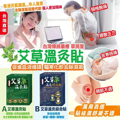 台灣製 草民堂 艾草貼系列 - STT Mall HK 靚太網購 -- A. 溫灸貼 30入