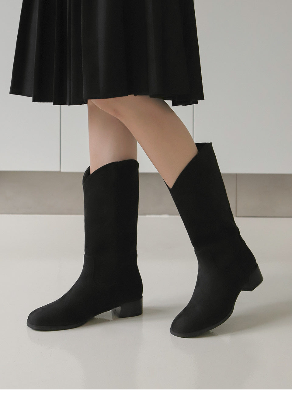 韓國 Sappun Sevigny round mid-heel boots (3.5cm)【AU025】