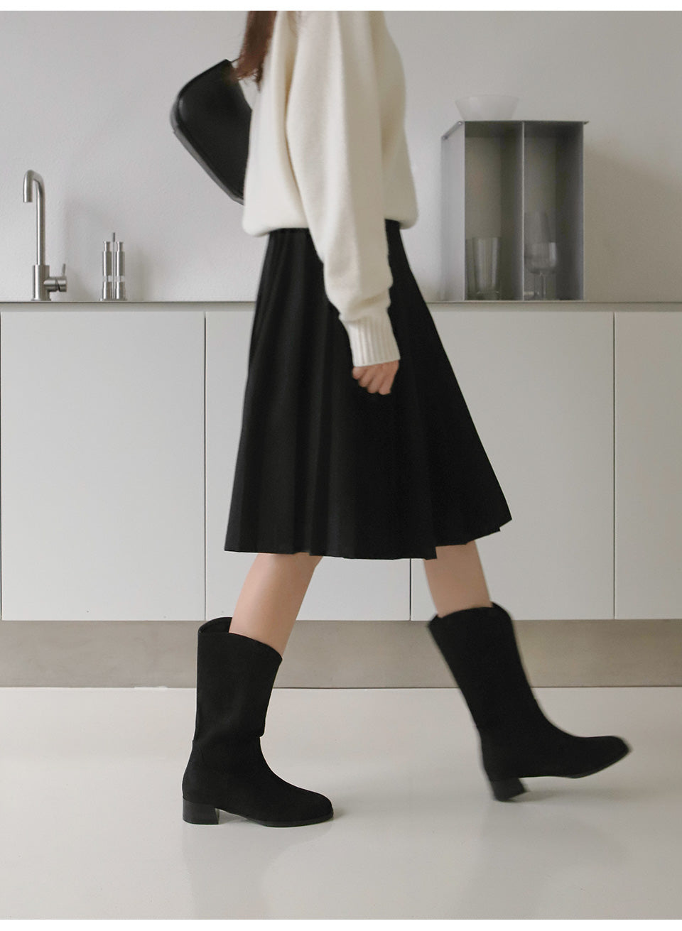 韓國 Sappun Sevigny round mid-heel boots (3.5cm)【AU025】