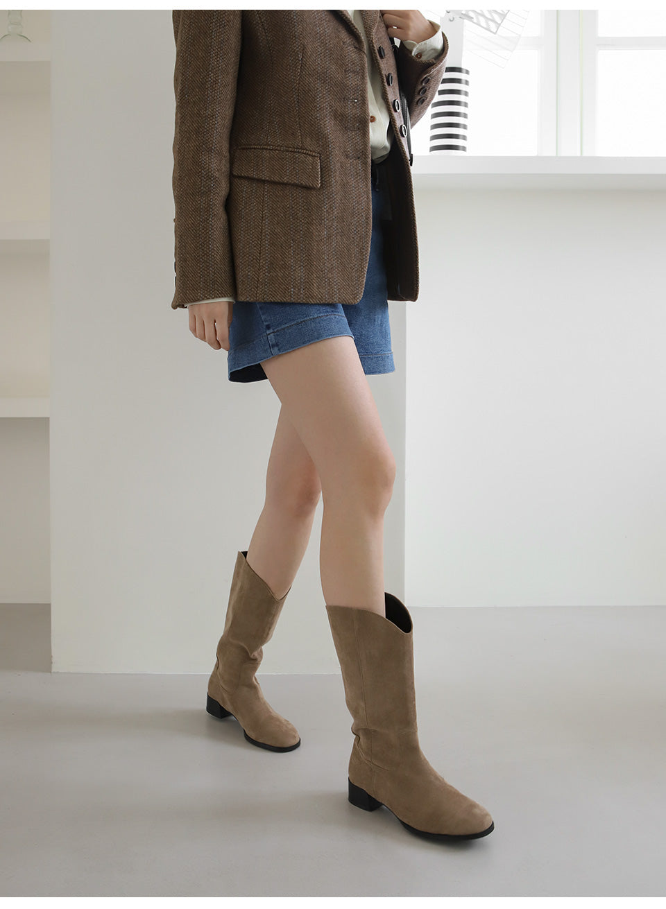 韓國 Sappun Sevigny round mid-heel boots (3.5cm)【AU025】