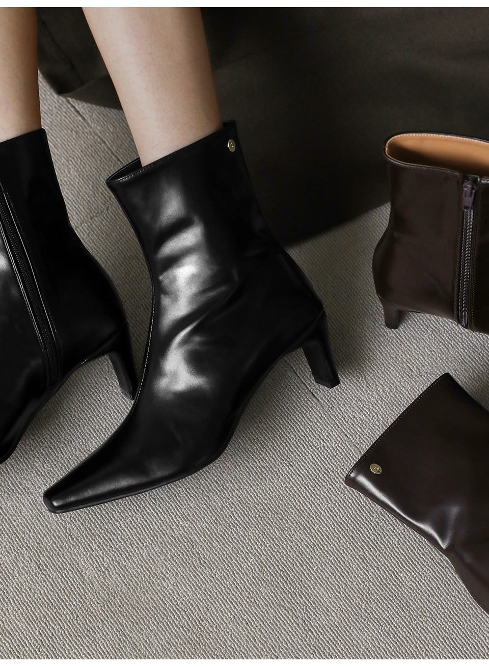 韓國 Sappun Bnedin Square Ankle Boots (6cm)【AU056】