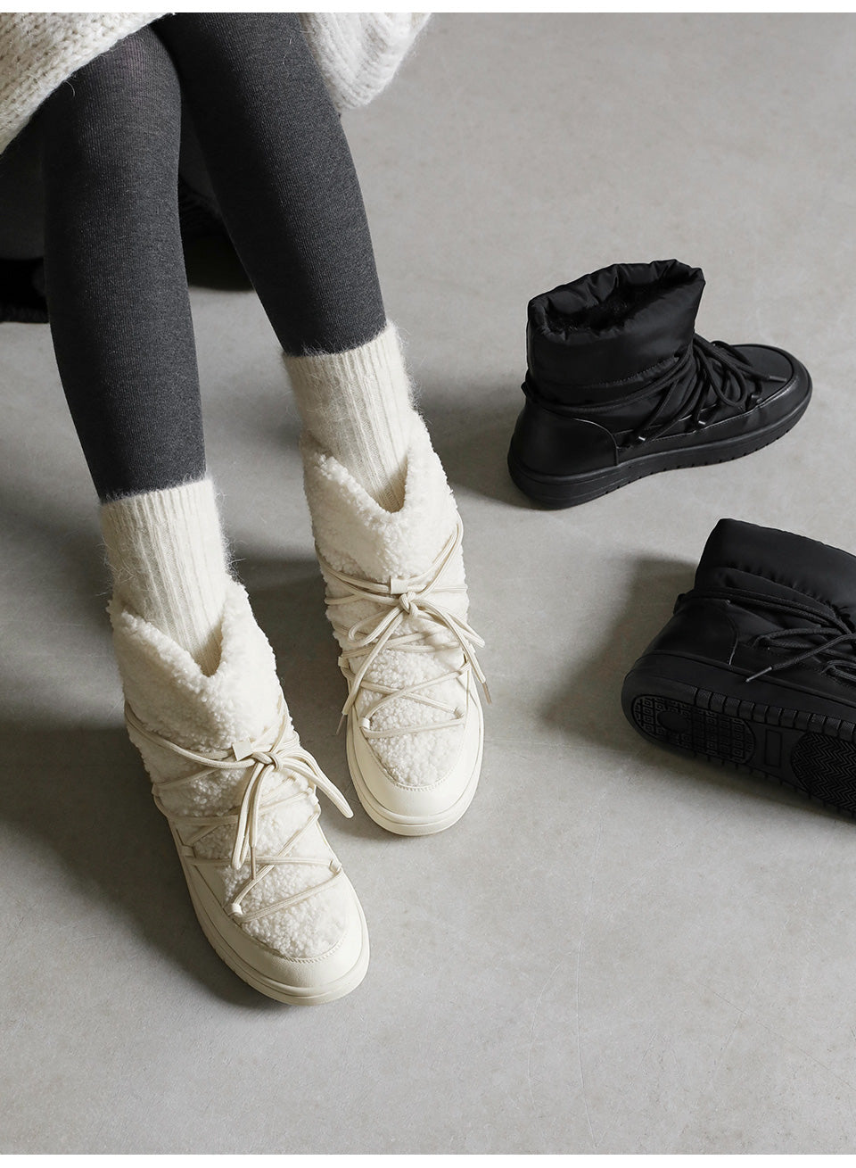 韓國 Sappun Hailey Fur-Lined Boots (3cm)【AU039】