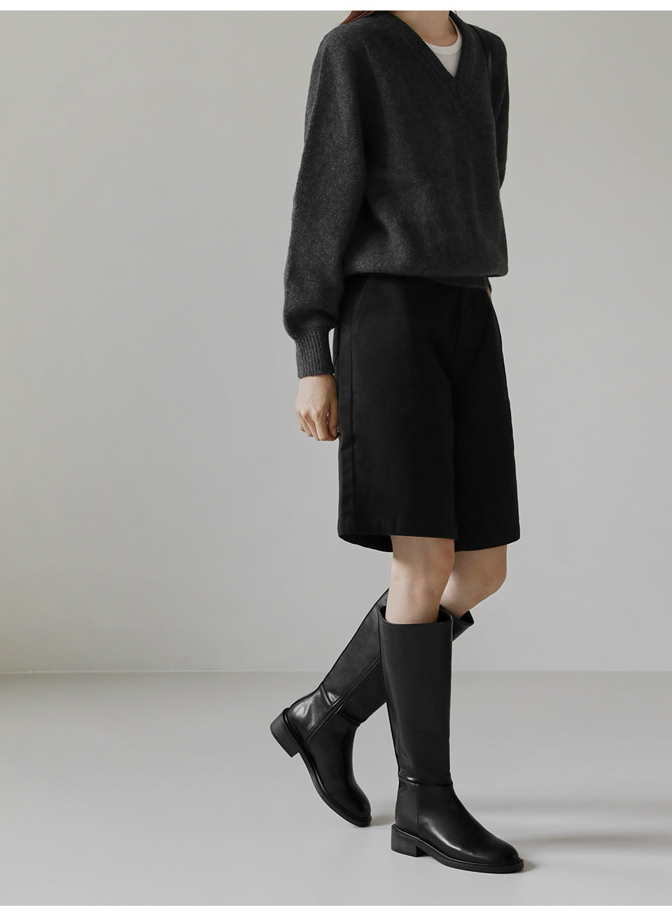 韓國 Sappun Bomir Round Long Boots (4cm)【AU018】