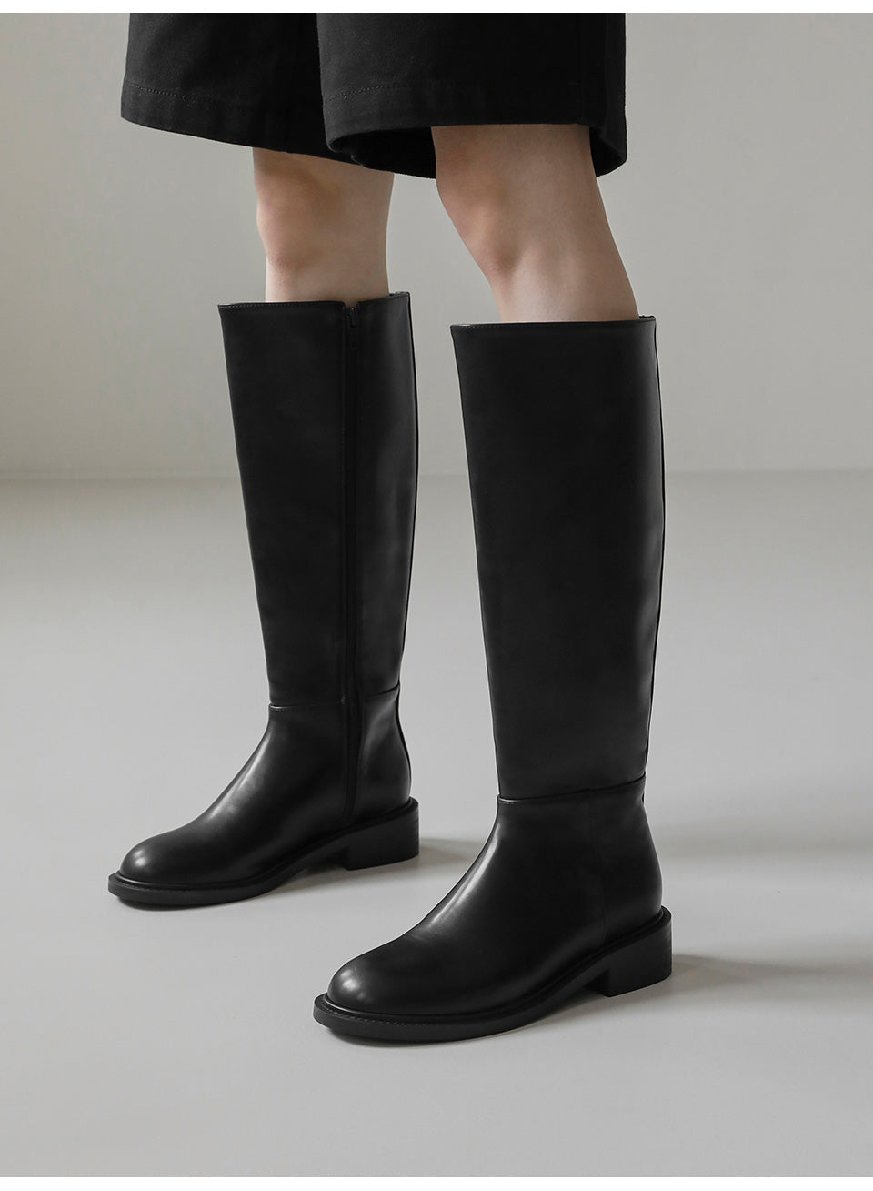 韓國 Sappun Bomir Round Long Boots (4cm)【AU018】