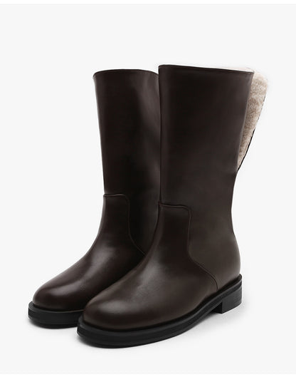 韓國 Sappun Bendor fur-lined mid-calf boots (3.5cm)【AU038】