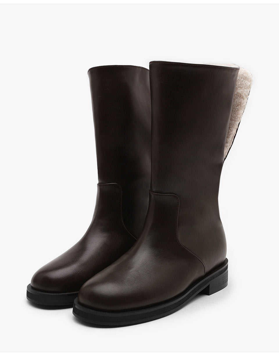 韓國 Sappun Bendor fur-lined mid-calf boots (3.5cm)【AU038】