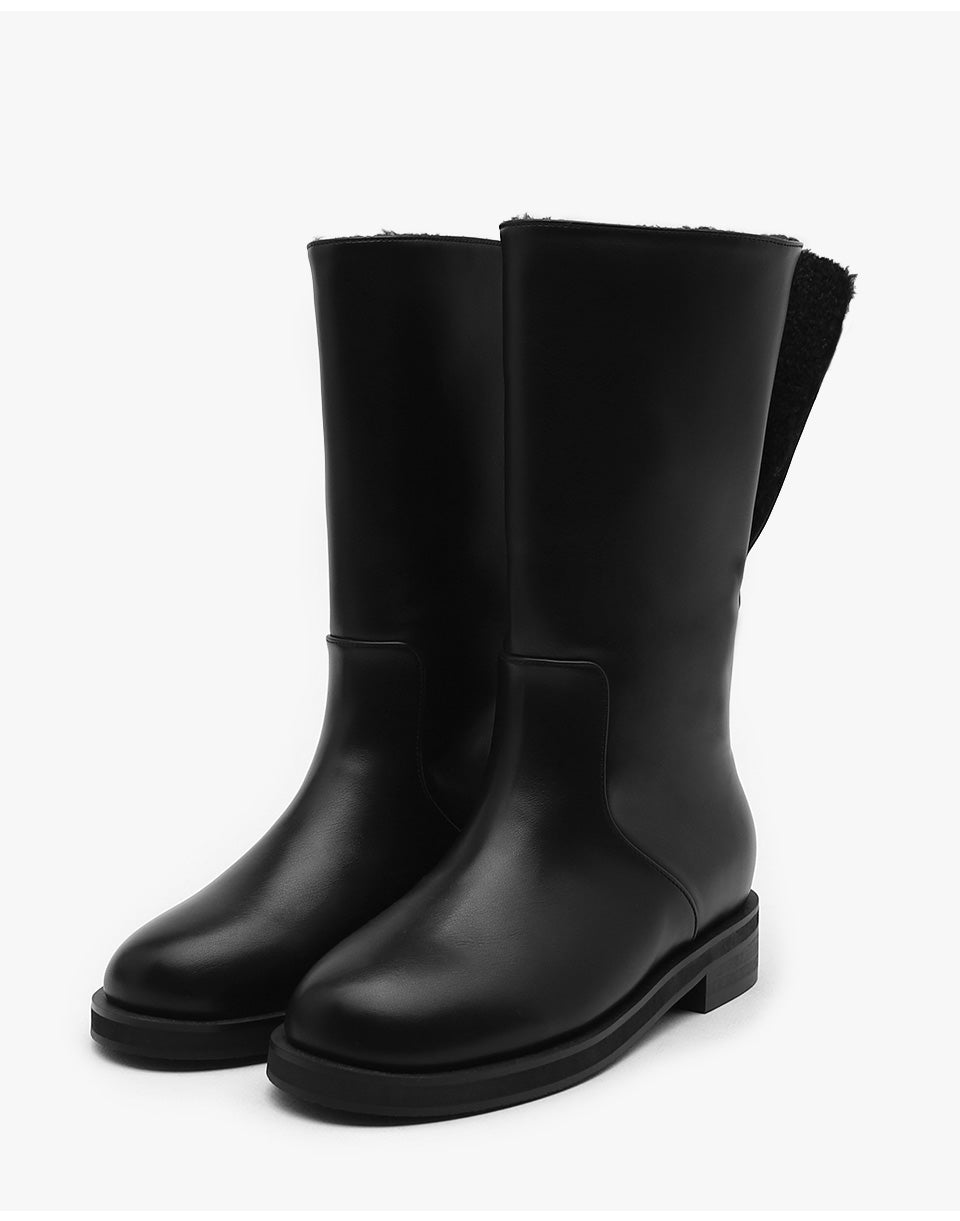 韓國 Sappun Bendor fur-lined mid-calf boots (3.5cm)【AU038】