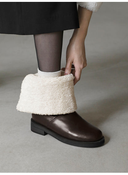 韓國 Sappun Bendor fur-lined mid-calf boots (3.5cm)【AU038】