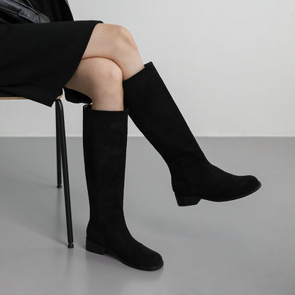 韓國 Sappun Jade Round Suede Long Boots (3.5cm)【AU047】