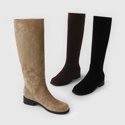 韓國 Sappun Jade Round Suede Long Boots (3.5cm)【AU047】