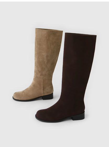 韓國 Sappun Jade Round Suede Long Boots (3.5cm)【AU047】