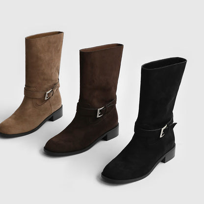 韓國 Sappun Trina Buckle Strap Mid Boots (3.5cm)【AU064】