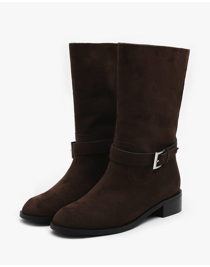 韓國 Sappun Trina Buckle Strap Mid Boots (3.5cm)【AU064】