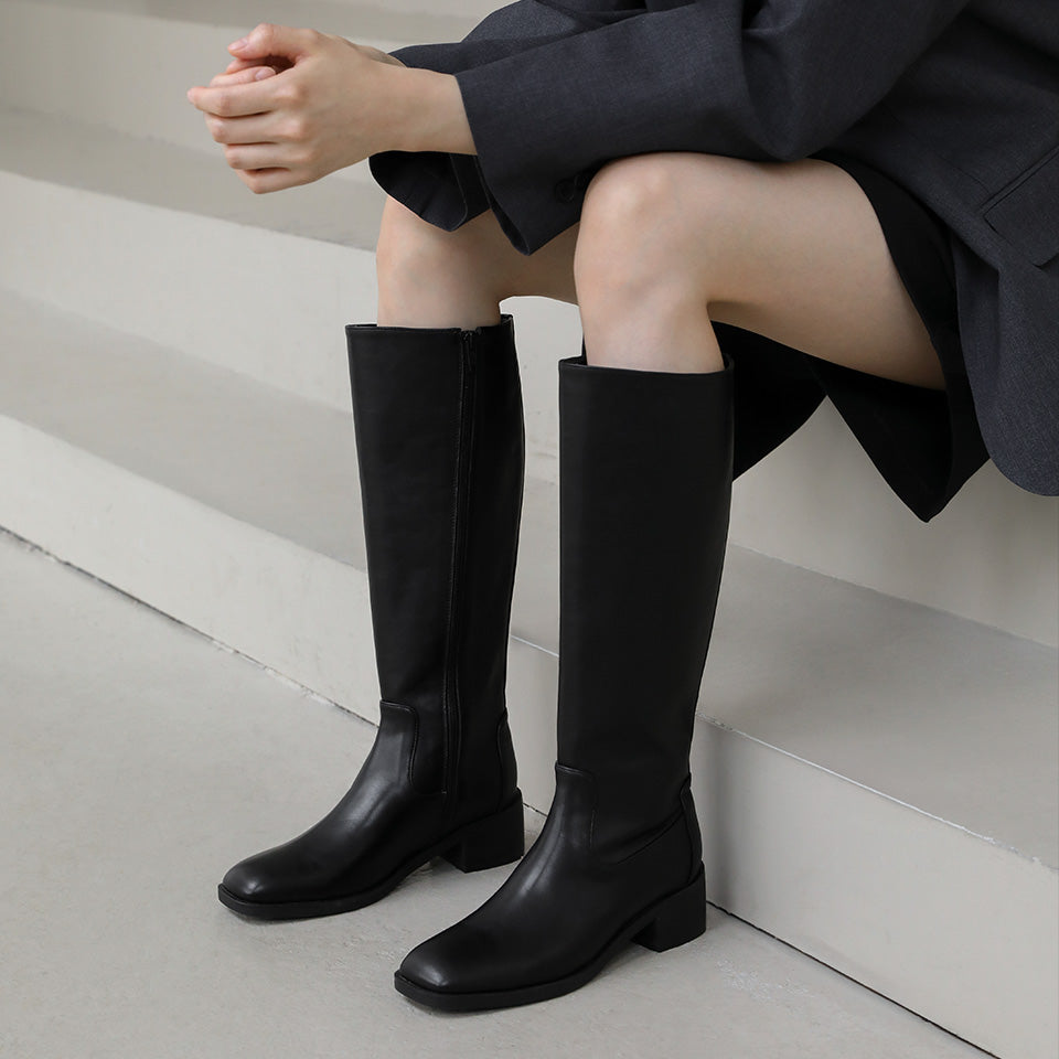 韓國 Sappun Everly Square Long Boots (5cm)【AU059】