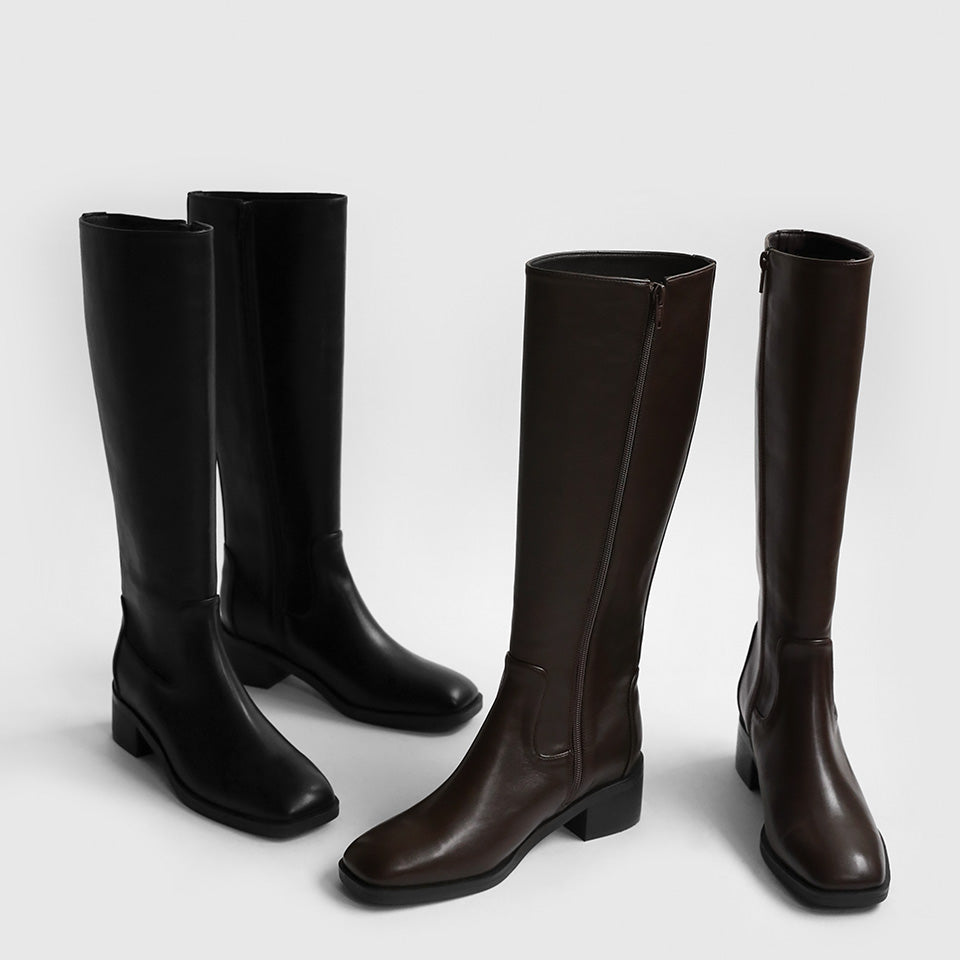 韓國 Sappun Everly Square Long Boots (5cm)【AU059】